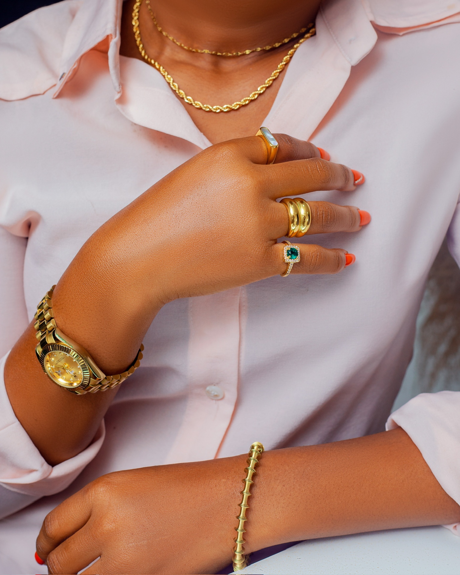 Watch with stacked rings